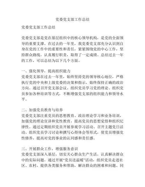 党委党支部工作总结
