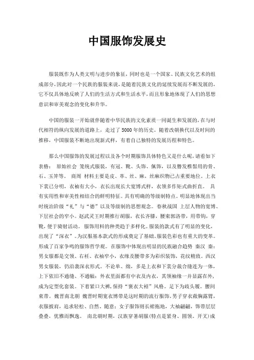 中国服饰发展史