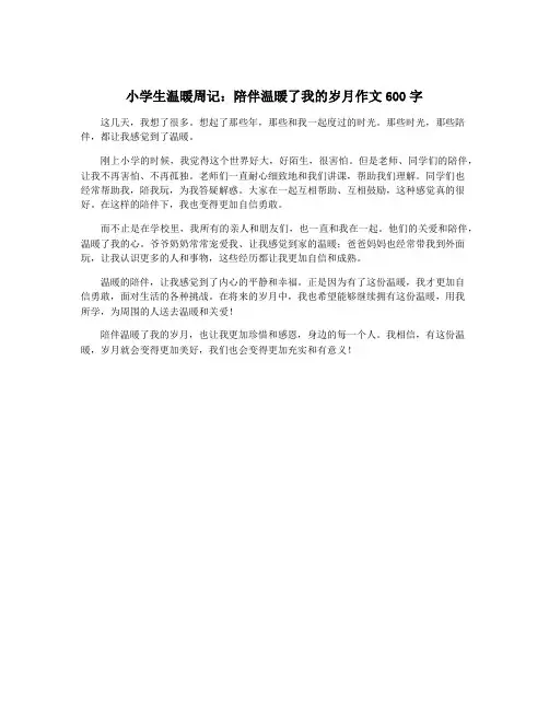 小学生温暖周记：陪伴温暖了我的岁月作文600字