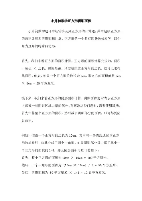 小升初数学正方形阴影面积