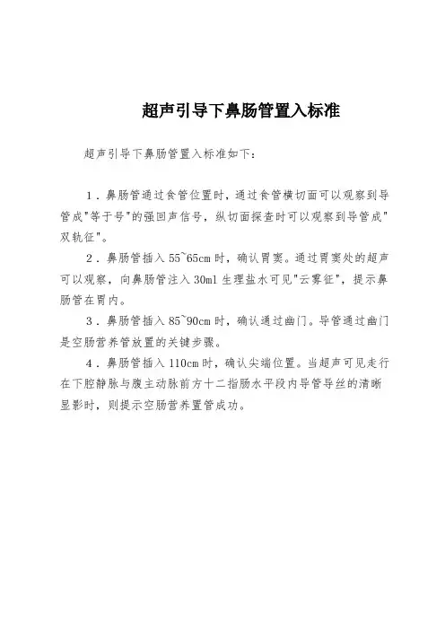 超声引导下鼻肠管置入标准