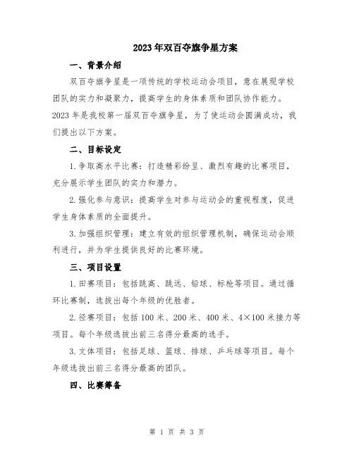 2023年双百夺旗争星方案