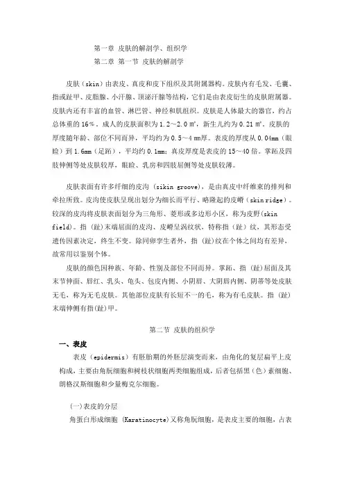第一章 皮肤的解剖学、组织学