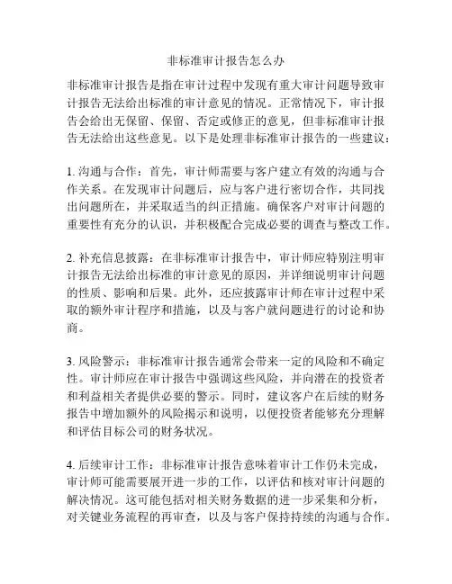 非标准审计报告怎么办