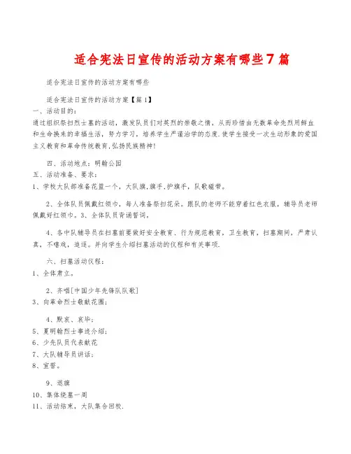 适合宪法日宣传的活动方案有哪些7篇