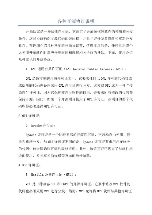 各种开源协议说明