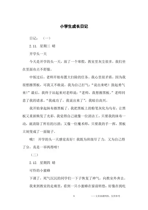 小学生成长日记_六年级日记