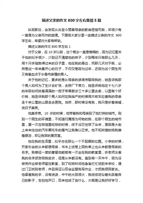 描述父亲的作文800字左右集锦5篇
