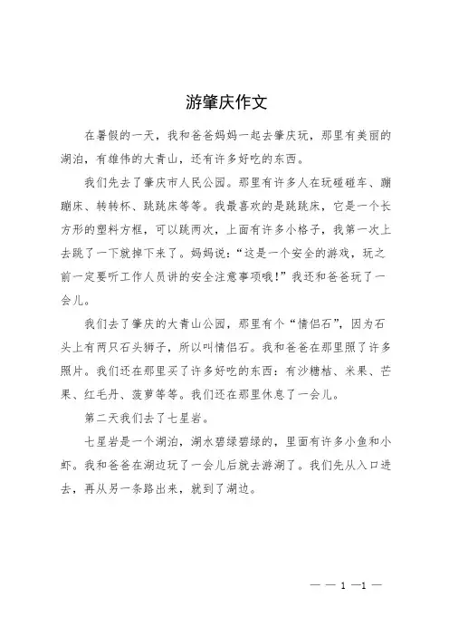 游肇庆作文