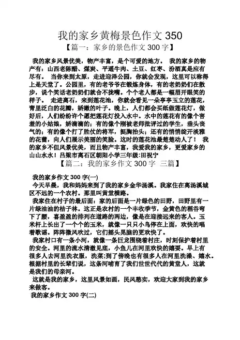 作文范文之我的家乡黄梅景色作文350