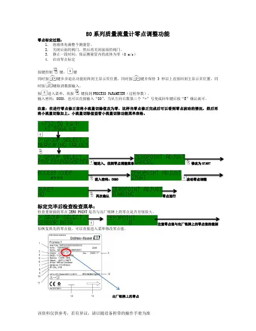 80系列质量流量计零点调整功能