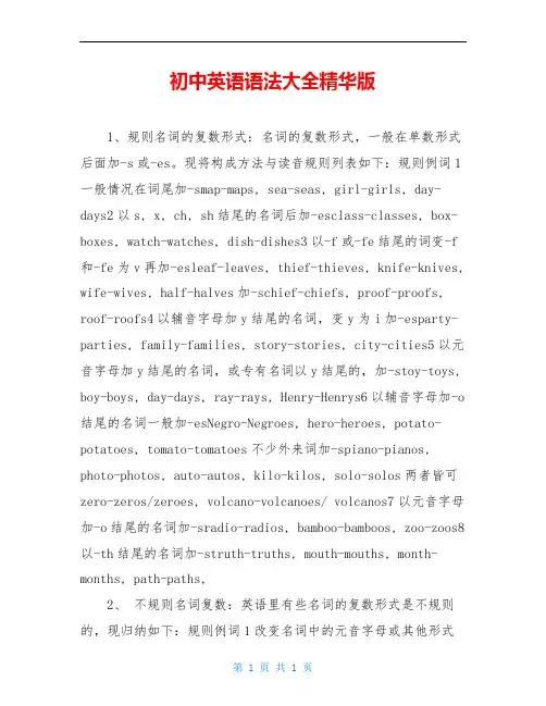 初中英语语法大全精华版