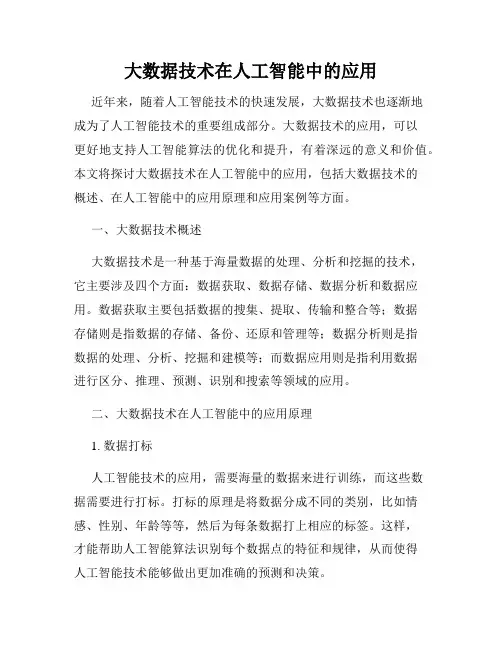 大数据技术在人工智能中的应用