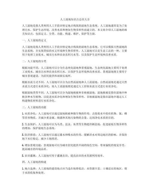 人工湿地知识点总结大全