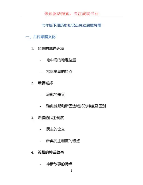 七年级下册历史知识点总结思维导图