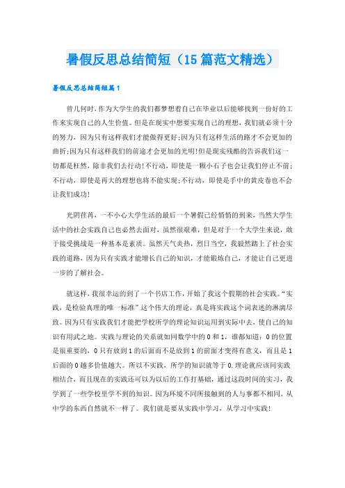 暑假反思总结简短(15篇范文精选)