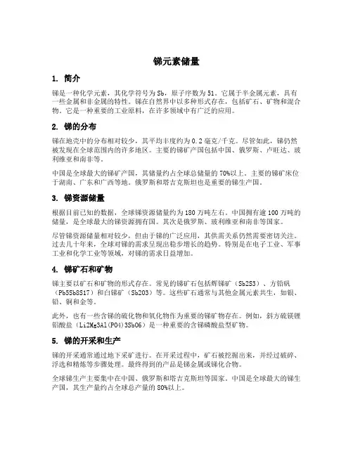 锑元素储量