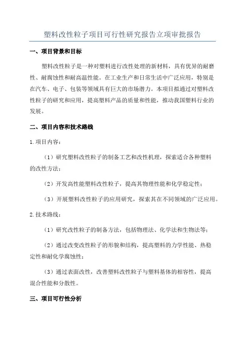 塑料改性粒子项目可行性研究报告立项审批报告