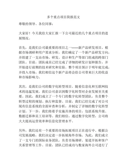 多个重点项目简报范文