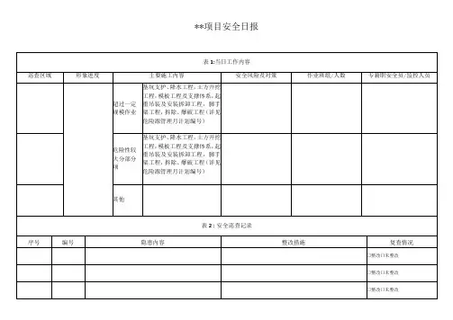 某项目施工安全日报