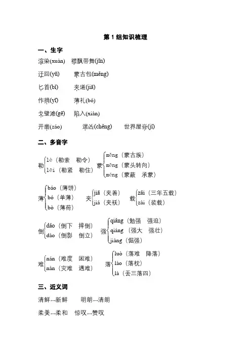 五年级语文下册  专项知识梳理(部编版)