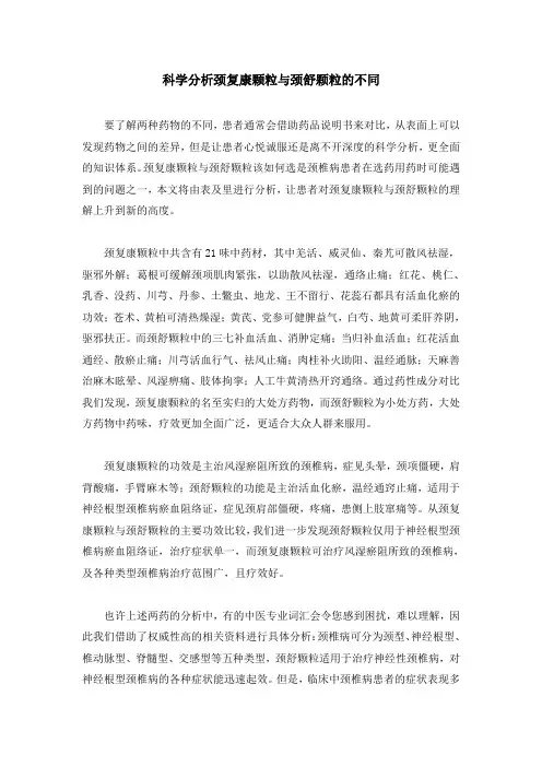 7科学分析颈复康颗粒与颈舒颗粒的不同