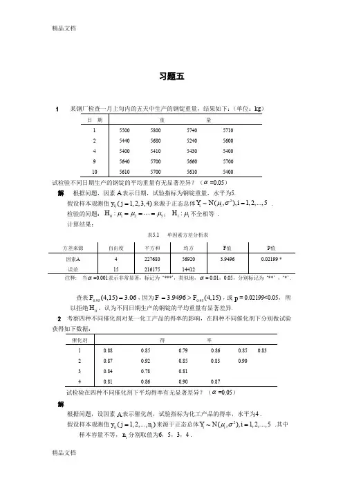 最新清华大学-杨虎-应用数理统计课后习题参考答案3
