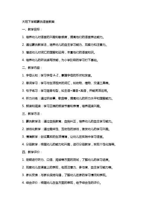 大班下学期蒙氏语言教案