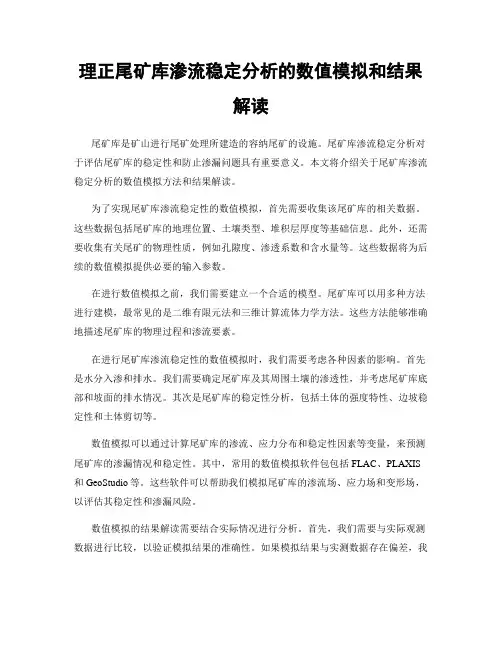 理正尾矿库渗流稳定分析的数值模拟和结果解读