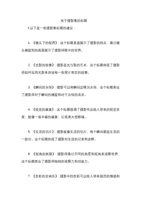 关于摄影集的标题