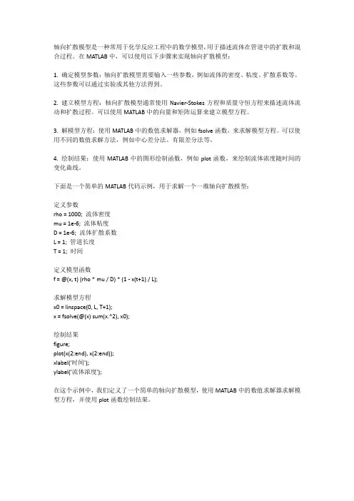 轴向扩散模型 matlab
