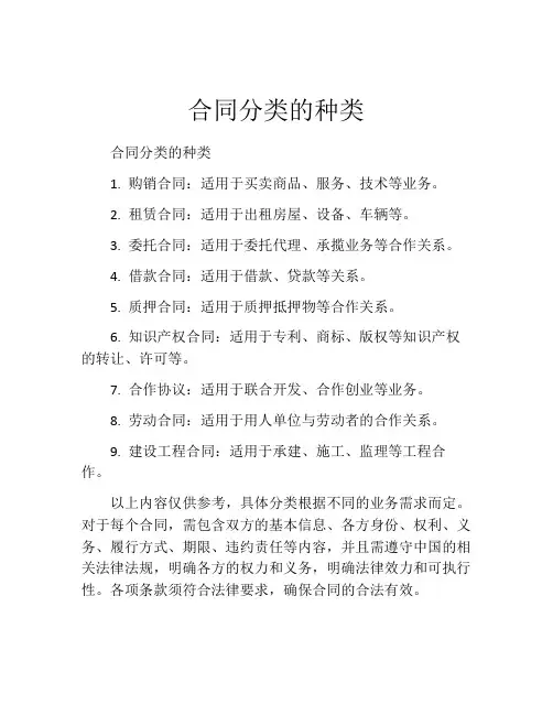 合同分类的种类