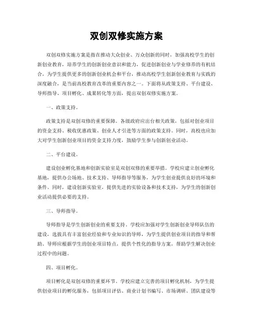 双创双修实施方案