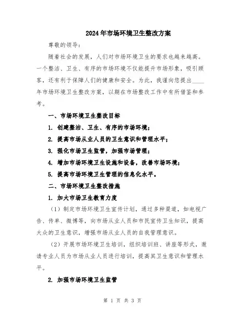 2024年市场环境卫生整改方案