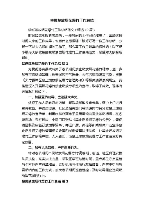 禁燃禁放烟花爆竹工作总结范文（精选19篇）