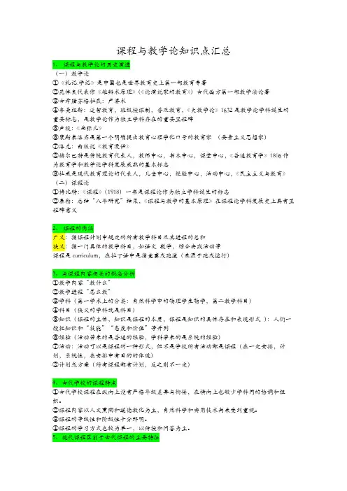 课程与教学论知识点汇总