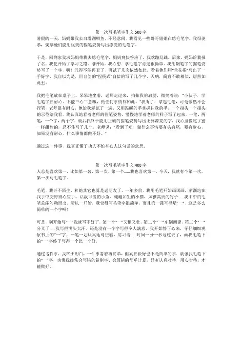 第一次写毛笔字作文400字