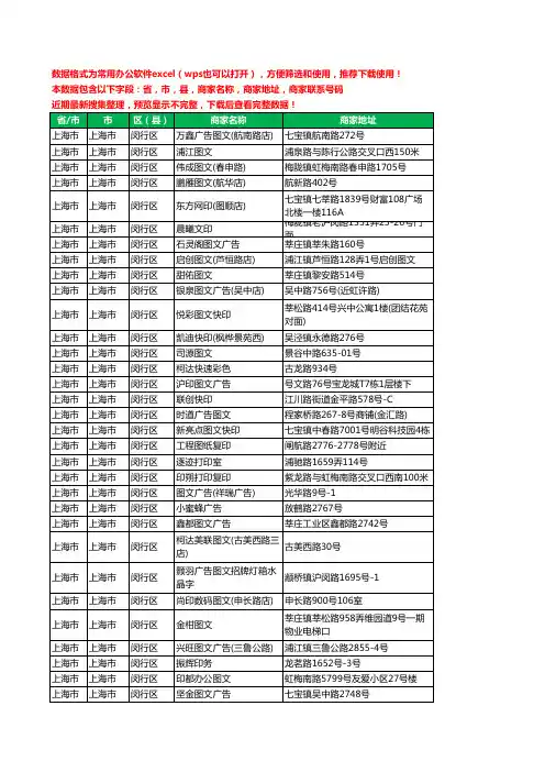 2020新版上海市上海市闵行区图文工商企业公司商家名录名单黄页联系电话号码地址大全245家