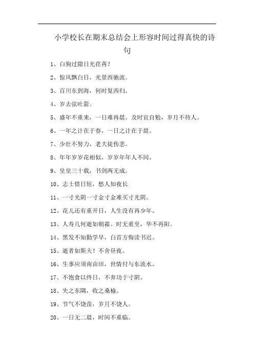 小学校长在期末总结会上形容时间过得真快的诗句
