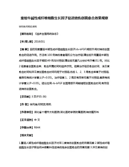 重组牛碱性成纤维细胞生长因子促进烧伤创面愈合效果观察