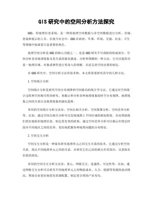 GIS研究中的空间分析方法探究