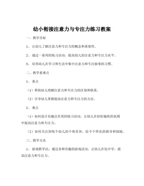 幼小衔接注意力与专注力练习教案
