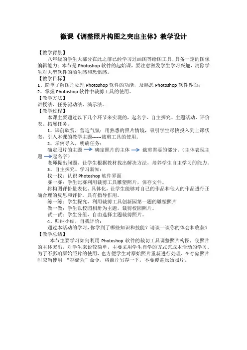 《调整照片构图——突出主体》教案