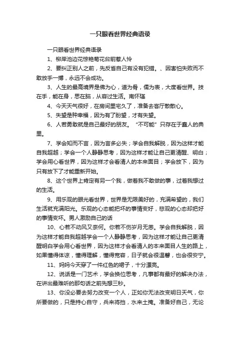 一只眼看世界经典语录