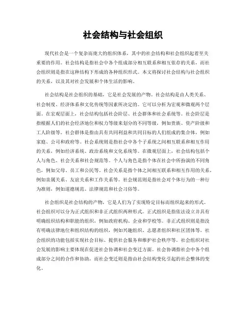 社会结构与社会组织