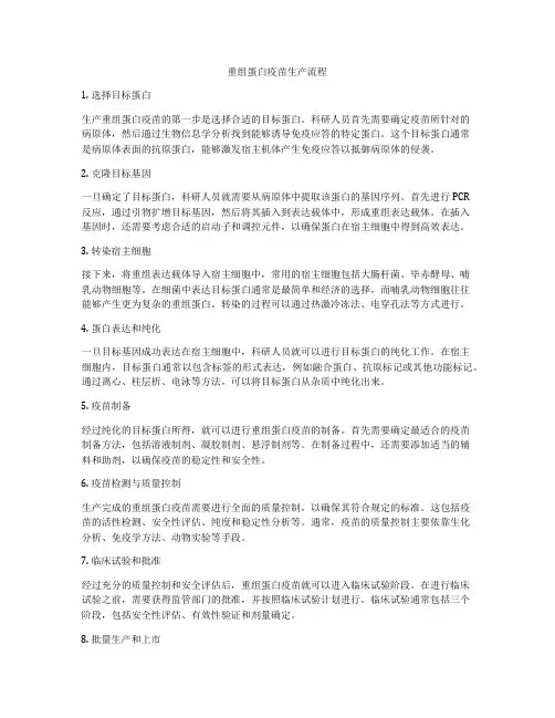重组蛋白疫苗生产流程