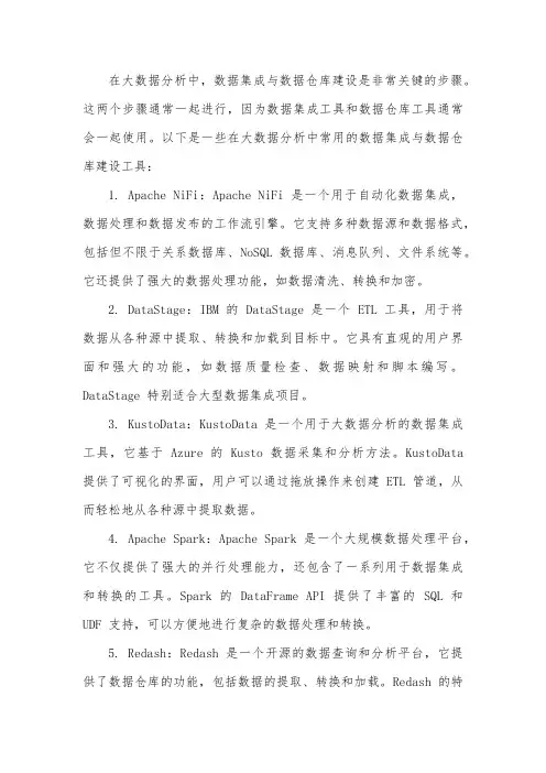 大数据分析中的数据集成与数据仓库建设工具介绍(Ⅰ)