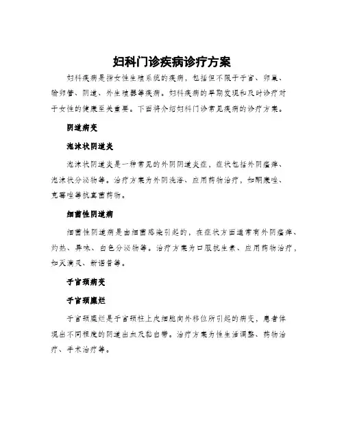 妇科门诊疾病诊疗方案