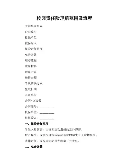 校园责任险理赔范围及流程