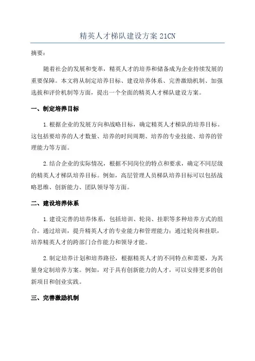 精英人才梯队建设方案21CN